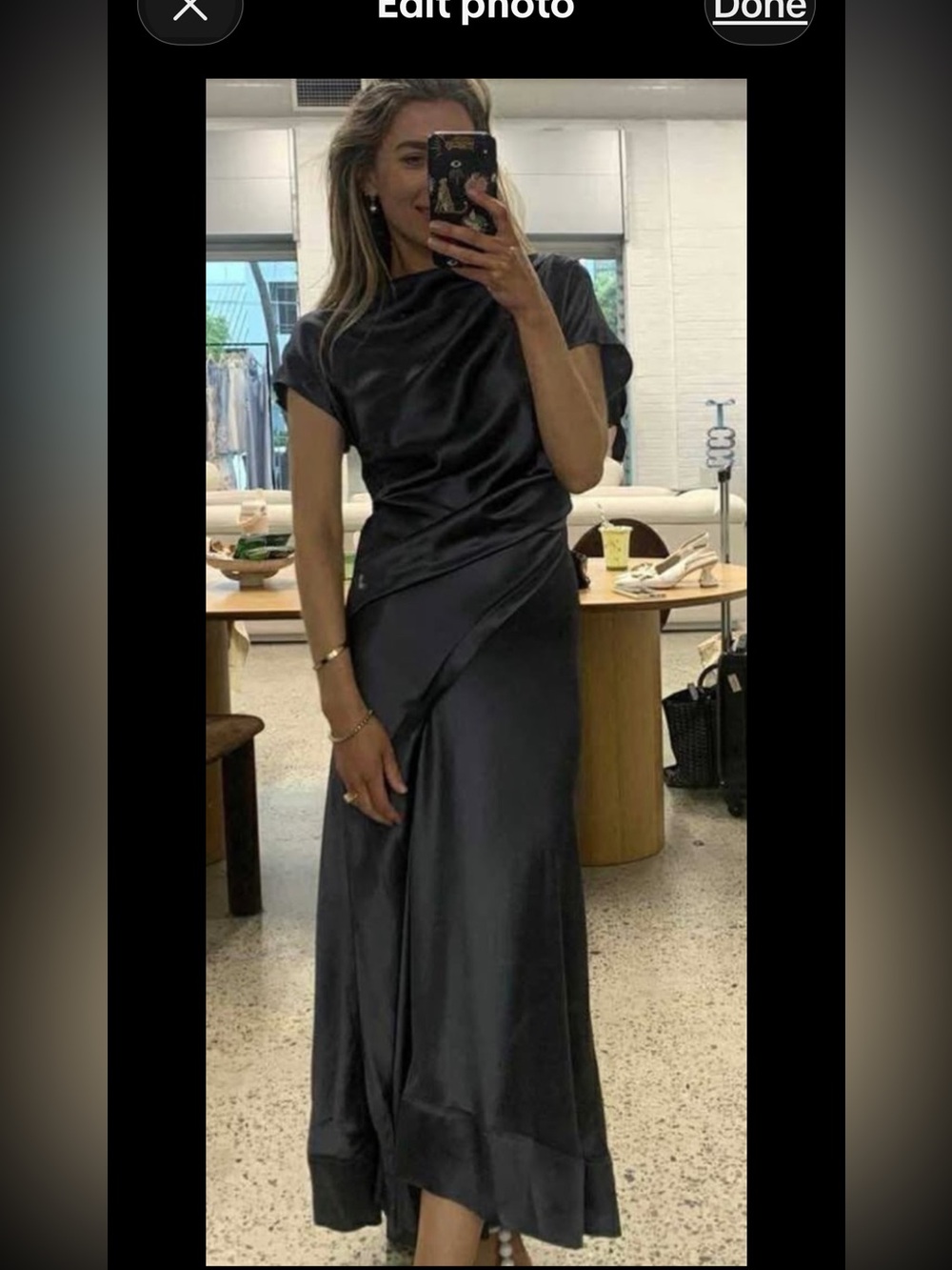 Acler Glatton Gathered Satin Maxi Dress,sz 6, New, Gray - Picture 6 of 15